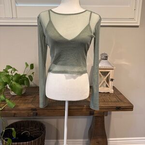 Sheer Green Long Sleeve Top